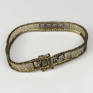 Vintage 14K Solid Yellow Gold Women’s Bracelet – 7” – Greek Key Design – 9.44g - Picture 1 of 12