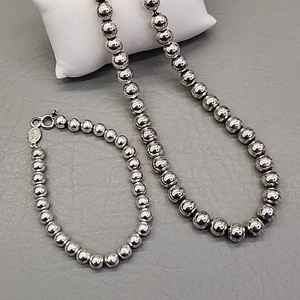 Juego de pulsera collar Napier vintage tono plata cuentas 20" - Imagen 1 de 9