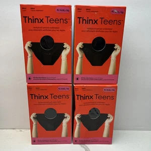 Thinx Teens XL (15/16) All-Day Absorbency Bikini Period Underwear Black, 4 Pack - Picture 1 of 8