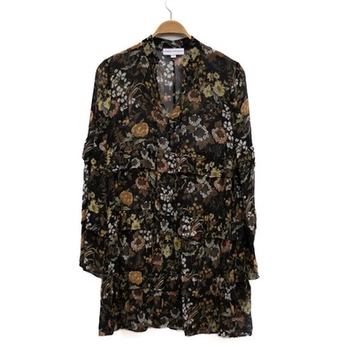 Robert Rodriguez Floral Tired Ruffle Silk Dress S Black Sheer Boho Whimsygoth - Image 1 of 4