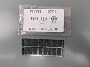 (2) 16MB EDO SIMMs, 72-pin RAM Memory Sticks (32MB Total) 2202W3207 - Picture 1 of 3