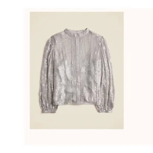 NWT J.CREW Sequin mockneck top Silver Sequin Size Small shimmering Party Top - Picture 1 of 7
