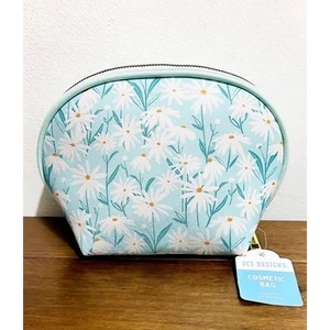 NUEVO CON ETIQUETAS: OCS Designs - "Whispering Daisies", azul y blanco, bolsa de cosméticos con cubierta - Imagen 1 de 4