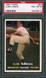 1957 TOPPS #53 Clem Labine PSA 8 NM-MT
