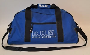 Vintage B.U.M BUM Equipment Duffle Bag Blue Black Heavy Travel Gym Zip 90's - Picture 1 of 9