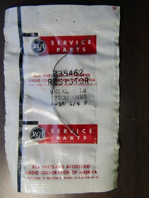 Vintage RCA Resistor 235462 Resister Metal Film 7500 OHMS +-1% 1/4 W. NOS - Image 1 of 2