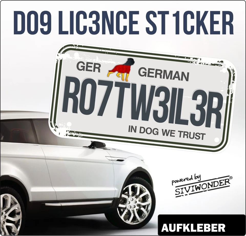 Auto Aufkleber ROTTWEILER Kennzeichen Licence  Hund Hunde Wort  by SIVIWONDER - Bild 1 von 1