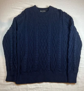 J. Crew Medium Pullover Baumwolle Zopfmuster Rundhalsausschnitt Fischer marineblau Herren - Bild 1 von 23
