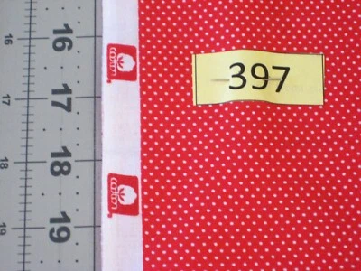 white dots on red background  (#397) cotton quilt fabric 1 yard  - Image 1 of 4