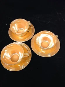 Fire King Peach Luster 3 Band 3 sets (6 pieces) - Picture 1 of 2