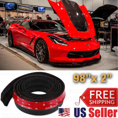 Universal Black PU Front Bumper Body Spoiler Lip Splitter Diffuser Lip 98"x2" - Image 1 of 4