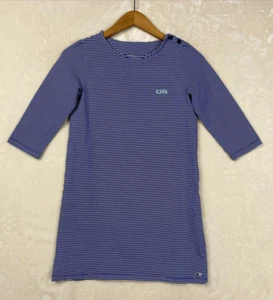 Vineyard Vine Shift Dress Girl Large Royal Blue Striped Knit Embroidery CHS - Picture 1 of 10