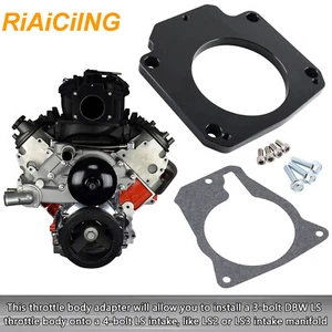 Throttle Body Spacer For LS1 Truck Adapter w/Gasket 4 Bolt Intake to 3 Bolt TB - Picture 1 of 13