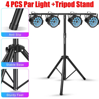 4PCS 270W RGBW 18 LEDs Stage PAR Lighting DMX512 Party Show DJ Bar Disco Lights - Image 1 of 4