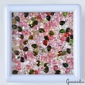 197 Pcs Natural Tourmaline Multi-Color Sparkling 4*3mm Pear Cut Loose Gemstones - Picture 1 of 9