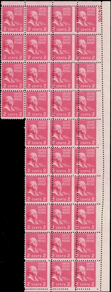 806, Misperforation ERROR Shift PL# Block of 34 Stamps RARE! - Stuart Katz - Image 1 of 1