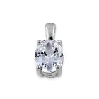 Oval White Sapphire Filigree Pendant Necklace in Solid Sterling Silver - 1.25 ct
