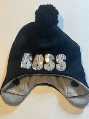 JOE BOXER BOSS Negro Gris Tejido Invierno Oreja Tunes Sombrero Gorro con Pompón RN42000 Foto 1 de 4