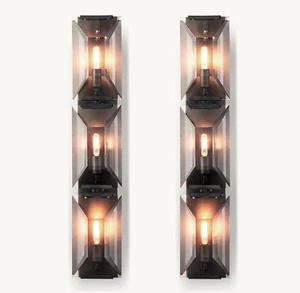 New Pair of Harlow-Style Triple Crystal Wall Sconce Lights - Picture 1 of 15