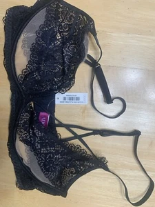 Adore Me Jenni Unlined Plunge Bra - Size 32DDD - Sexy Black Lace Lingerie - Picture 1 of 2
