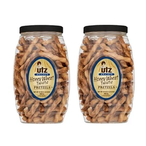 Utz Braided Honey Wheat Pretzel Twists 24 oz Barrel (2 Count) Sweet Honey Taste - Picture 1 of 6