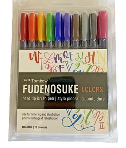 Tombow Fudenosuke Colors Hard-Tip Brush Pen 10 Count - Picture 1 of 2