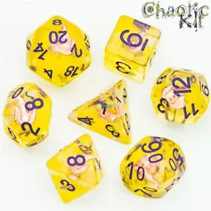 Set Dadi Classe Stregone Dungeons and Dragons, Fiamma Dorata. Dadi poliedrici DND - Foto 1 di 7