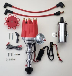 small cap CADILLAC 1955-1962 390 365 331 Red HEI Distributor + CHROME 45K COIL - Picture 1 of 6