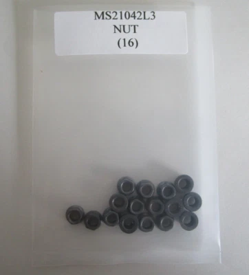 MS21042L3 Jet Nut 10-32 Self-Locking Black Oxide Steel - Lot of 16