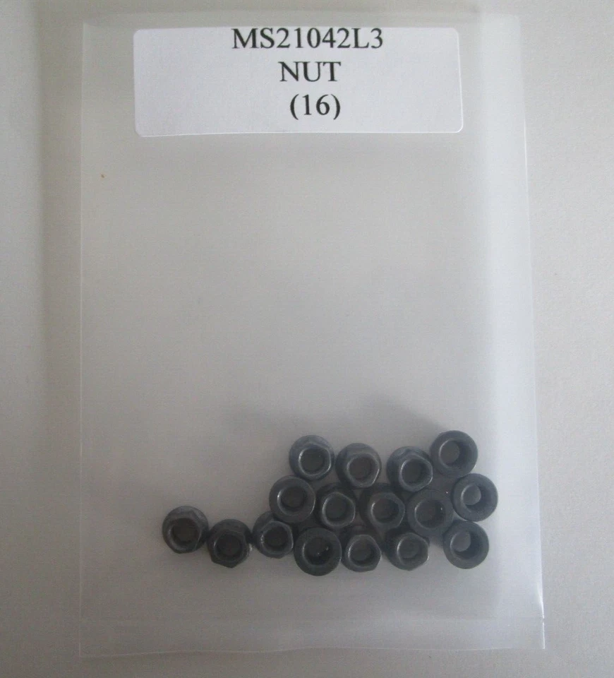 MS21042L3 Jet Nut 10-32 Self-Locking Black Oxide Steel - Lot of 16