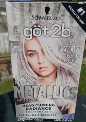 Kit de color de cabello permanente Schwarzkopf Got2b Metallics #M71 plateado metálico Foto 1 de 4