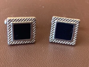 Mens Black Square Cufflinks - Formal Wedding etc - Picture 1 of 4