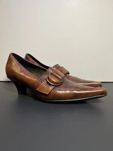 Womens NOVECENTO Brown Leather Pointed Toe Heels / Size 6.5 - EU 37 - Picture 1 of 9