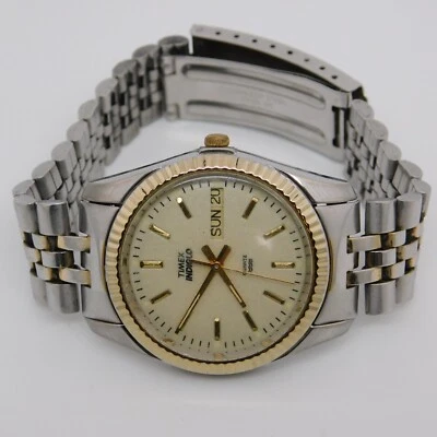 复古 Timex Indiglo 石英指针男士手表尺寸 7 1/2 用于零件或维修 — 第 1/4 张图片