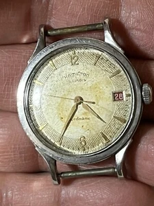Vintage Hamilton Illinois Men's Automatic SS Watch Red Date Runs With Issues - Picture 1 of 10