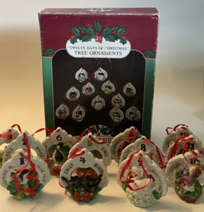 Vintage Breckenridge 12 Days Christmas Full Set Porcelain Bisque Ornaments 1992 - Picture 1 of 7