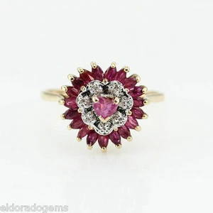 ANTIKER COCKTAILRING 1,50 CT. RUBIN & 0,10 CT. DIAMANT 14 K GELBGOLD GRÖSSE 7,25 - Bild 1 von 1