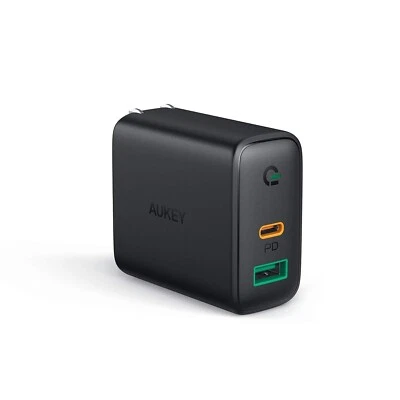 Aukey Dual-Port 30W PD Wall Charger with Dynamic Detect, SAMSUNG, IPHONE, IPAD - Image 1 of 4