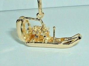 14K GELBGOLD 3D LUFTBOOT BOOT ANHÄNGER CHARM   - Bild 1 von 5