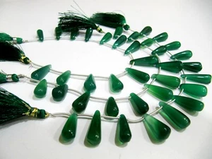 Lágrima verde natural lisa lisa de 20 a 25 mm de largo hebra 8 pulgadas de largo - Imagen 1 de 8