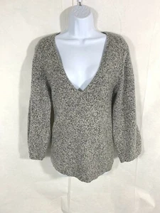 Theory Damen schwarz elfenbein Tweed Kaschmir 3/4 Glockenärmel V-Ausschnitt Pullover Gr. S/P - Bild 1 von 12
