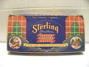 Vintage Sterling indoor Christmas lights 7 blue strand decoration GE Straitline - Picture 1 of 4