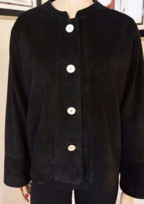 Preciosa chaqueta corta deportiva de gamuza negra David Dart talla L Foto 1 de 4