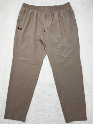 Under Armour Stretch Woven Pants Mens 2XL XXL Tan Khaki Beige Joggers Fitted - Image 1 of 4