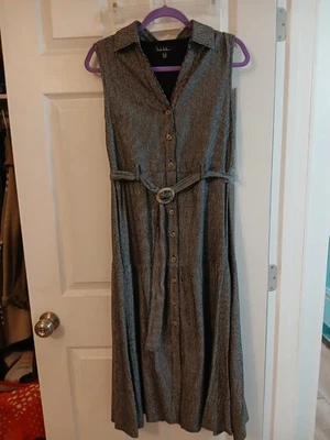 NWOT Nicole Miller Gray Sleeveless Belted Shirt Dress Size 4 Collared Pinstripe - Image 1 of 4