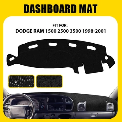 Alfombrilla alfombrilla cubierta tablero tablero negro para Dodge Ram 1500 2500 3500 Y 1998-01 Foto 1 de 4