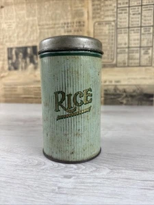 CIRCA 1930s VINTAGE "RICE" TIN Cream Gilt Gold Ribbed Rare Prop TV Film Canister - Picture 1 of 7