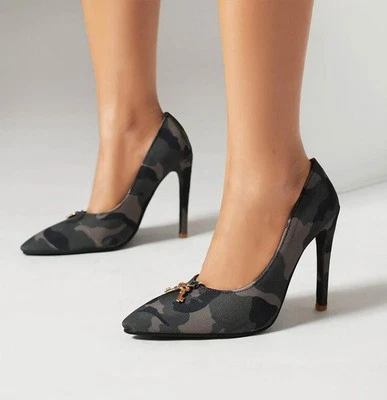Women's Pointed Toe Camouflage High Heels Stiletto Sandal Daily Office Shoe Pump - Image 1 of 4