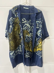 GIL’s Milano Men’s 100% Silk Shirt Size M Tiger Vintage Italian Style - Picture 1 of 7