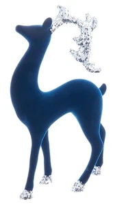 12" Flocked Cobalt Deer Figurine - Navy Christmas Decor - Home for The Holida... - Bild 1 von 2